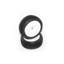 HB RACING HB BLOCK Mounted Tire (White Wheel / 1/8 Buggy / 2pcs)